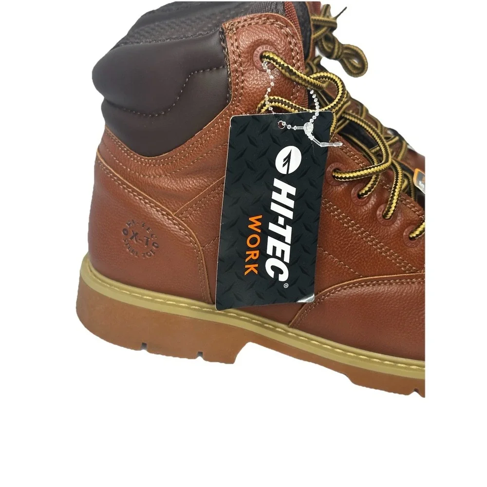 New Hi-Tec X-T Steel Toe Work Boots Mens Tan Waterproof Slip Resistant Size 10